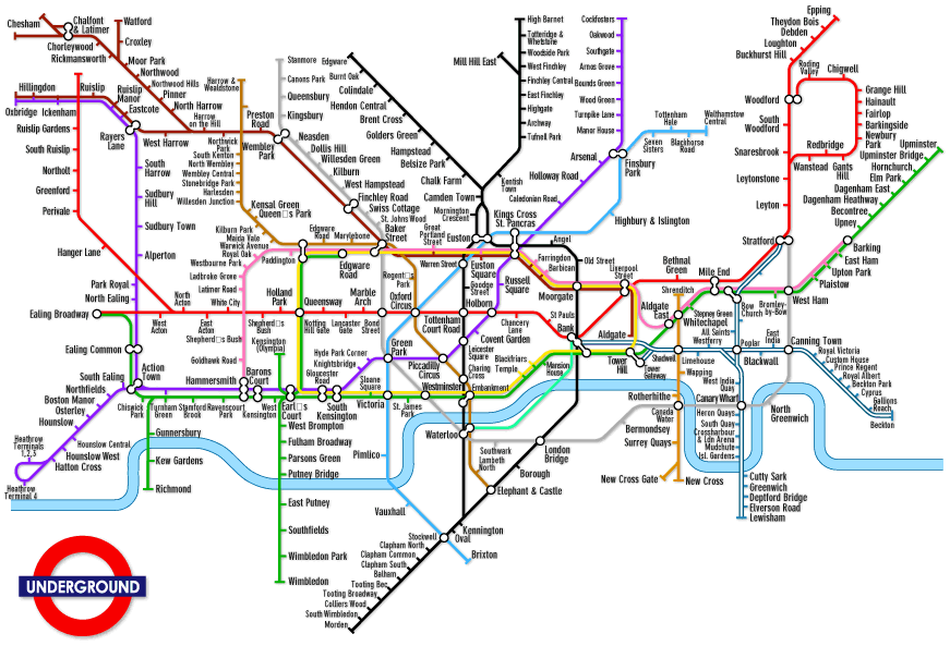 London Underground Map with Zones